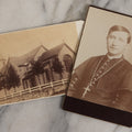 Lot 131 - Pair Of Antique Cabinet Card Photographs Including Unidentified Priest With Pectoral Crucifix And Victorian Wooden Church, The Latter Photographed By Emil Vieler, Huddersfield, West Yorkshire, England