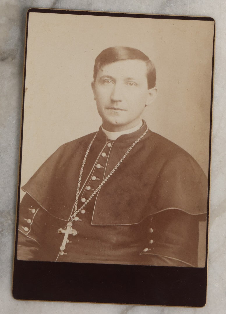 Lot 131 - Pair Of Antique Cabinet Card Photographs Including Unidentified Priest With Pectoral Crucifix And Victorian Wooden Church, The Latter Photographed By Emil Vieler, Huddersfield, West Yorkshire, England