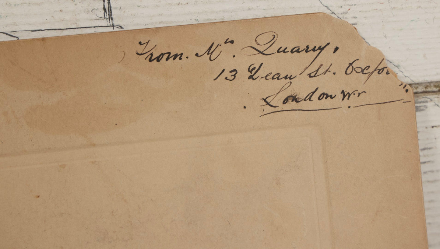 Lot 136 - Antique Boarded Photograph Of Grave And Monument Of Charles K. Quarry, 1913, Featuring Marble Cross With Shaking Hands Motif, Cemetery In London