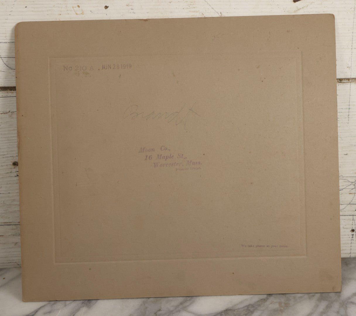 Lot 137 - Antique Boarded Photograph Of Large Group Of Children In Woodland Clearing With Adults Standing Behind, Likely Summer Camp, Photographed By Moon Co. Photo, Worcester, Massachusetts, June 28, 1910