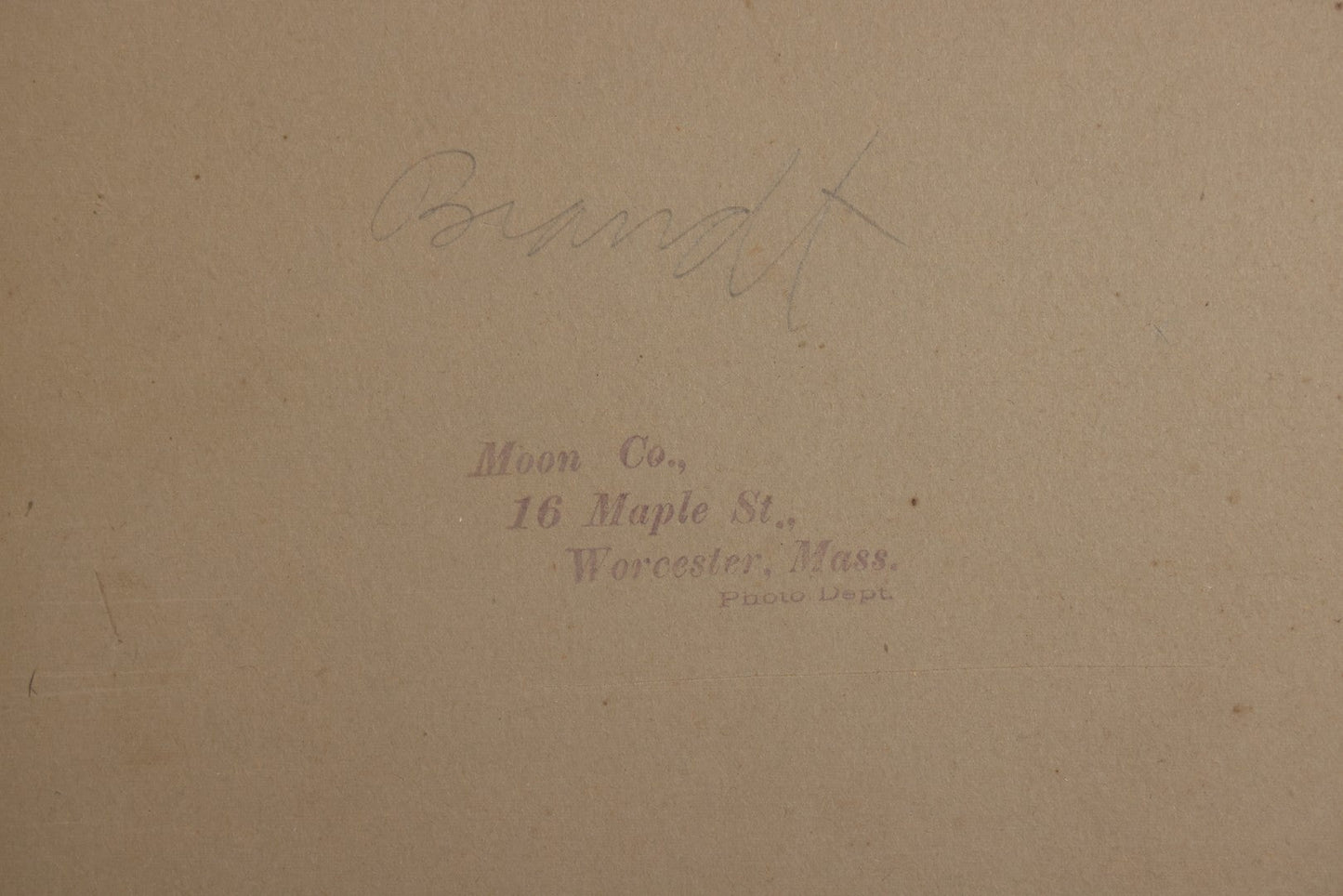 Lot 137 - Antique Boarded Photograph Of Large Group Of Children In Woodland Clearing With Adults Standing Behind, Likely Summer Camp, Photographed By Moon Co. Photo, Worcester, Massachusetts, June 28, 1910