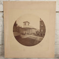 Lot 139 - Antique Boarded Photograph Of King's Chapel, Boston, Massachusetts, With Horse-Drawn Carriages, Circular Print With Revenue Stamp On Verso