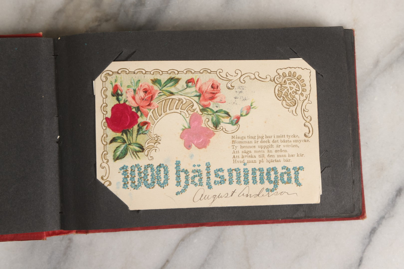 Lot 143 - Antique Postcard Album Containing 50 Postcards Including Numerous Real Photo Postcards R.P.P.C.S With World War One Soldiers, Sailor, Other Portraits, And U.S. Army Souvenir Postcard Folder