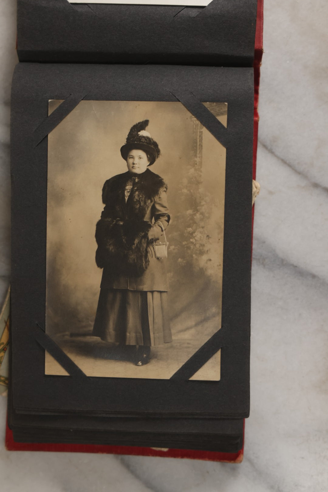 Lot 143 - Antique Postcard Album Containing 50 Postcards Including Numerous Real Photo Postcards R.P.P.C.S With World War One Soldiers, Sailor, Other Portraits, And U.S. Army Souvenir Postcard Folder