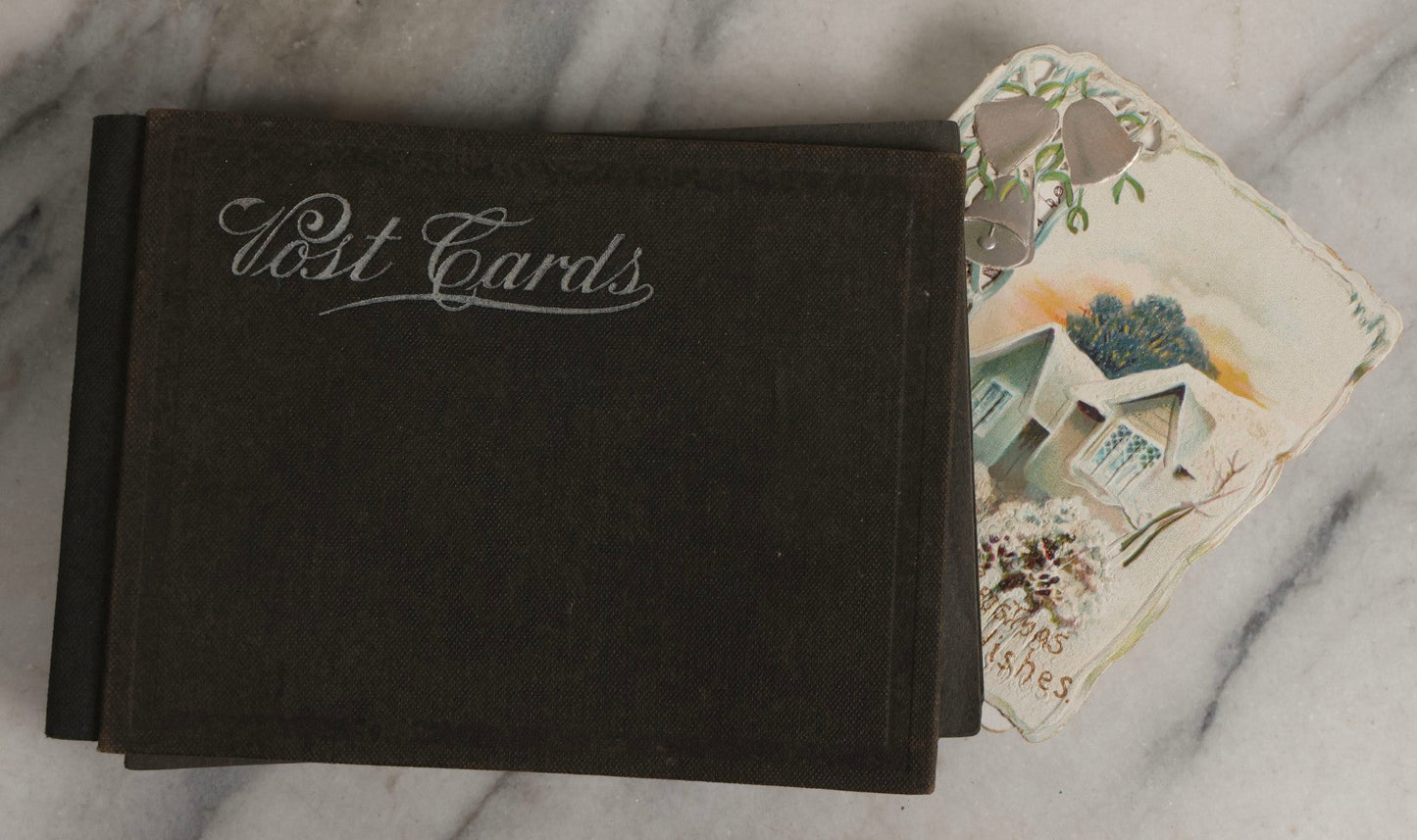 Lot 144 - Antique Postcard Album Containing 33 Postcards Including Christmas, Valentine's, & Easter Cards And Massachusetts Views Such As Charlestown Bridge, Haunted Mill In West Peabody, Deer Island Light, Narbonne House, And Malden Fire House No. 1