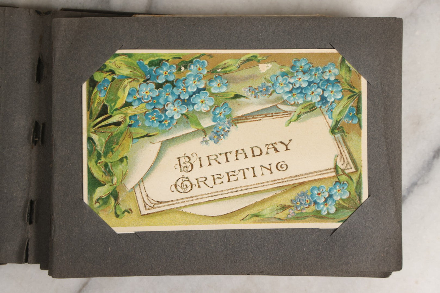 Lot 144 - Antique Postcard Album Containing 33 Postcards Including Christmas, Valentine's, & Easter Cards And Massachusetts Views Such As Charlestown Bridge, Haunted Mill In West Peabody, Deer Island Light, Narbonne House, And Malden Fire House No. 1