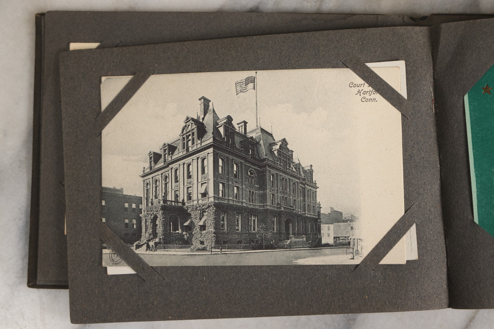 Lot 144 - Antique Postcard Album Containing 33 Postcards Including Christmas, Valentine's, & Easter Cards And Massachusetts Views Such As Charlestown Bridge, Haunted Mill In West Peabody, Deer Island Light, Narbonne House, And Malden Fire House No. 1