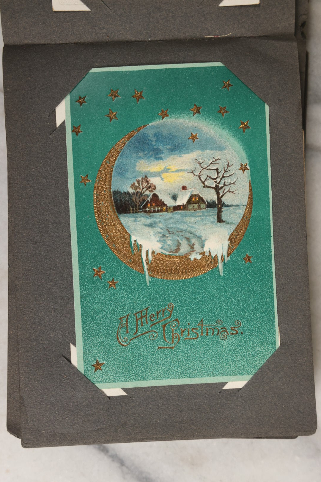 Lot 144 - Antique Postcard Album Containing 33 Postcards Including Christmas, Valentine's, & Easter Cards And Massachusetts Views Such As Charlestown Bridge, Haunted Mill In West Peabody, Deer Island Light, Narbonne House, And Malden Fire House No. 1