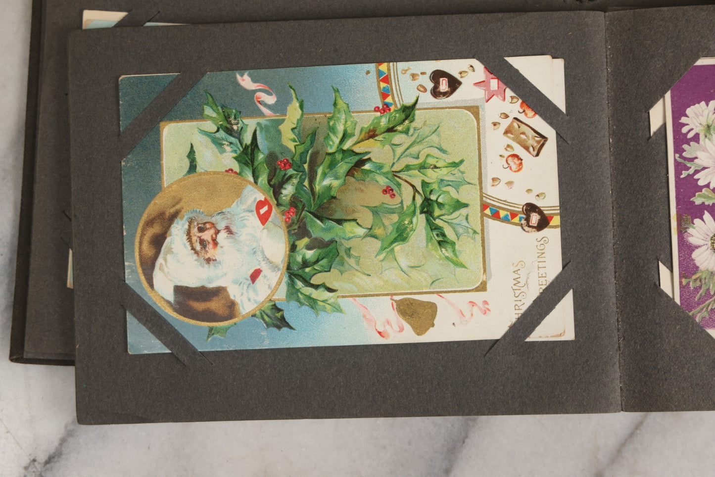 Lot 144 - Antique Postcard Album Containing 33 Postcards Including Christmas, Valentine's, & Easter Cards And Massachusetts Views Such As Charlestown Bridge, Haunted Mill In West Peabody, Deer Island Light, Narbonne House, And Malden Fire House No. 1