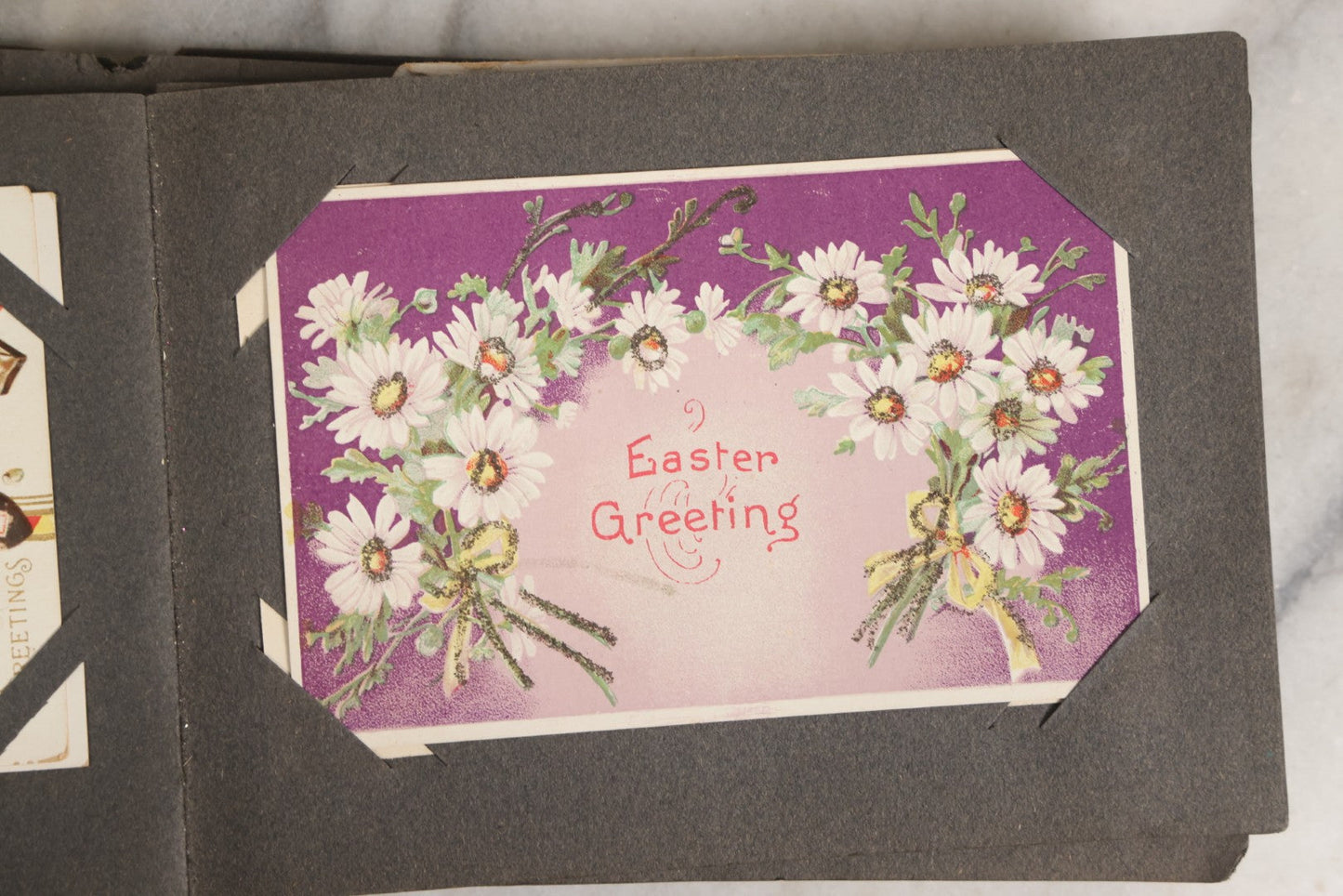 Lot 144 - Antique Postcard Album Containing 33 Postcards Including Christmas, Valentine's, & Easter Cards And Massachusetts Views Such As Charlestown Bridge, Haunted Mill In West Peabody, Deer Island Light, Narbonne House, And Malden Fire House No. 1