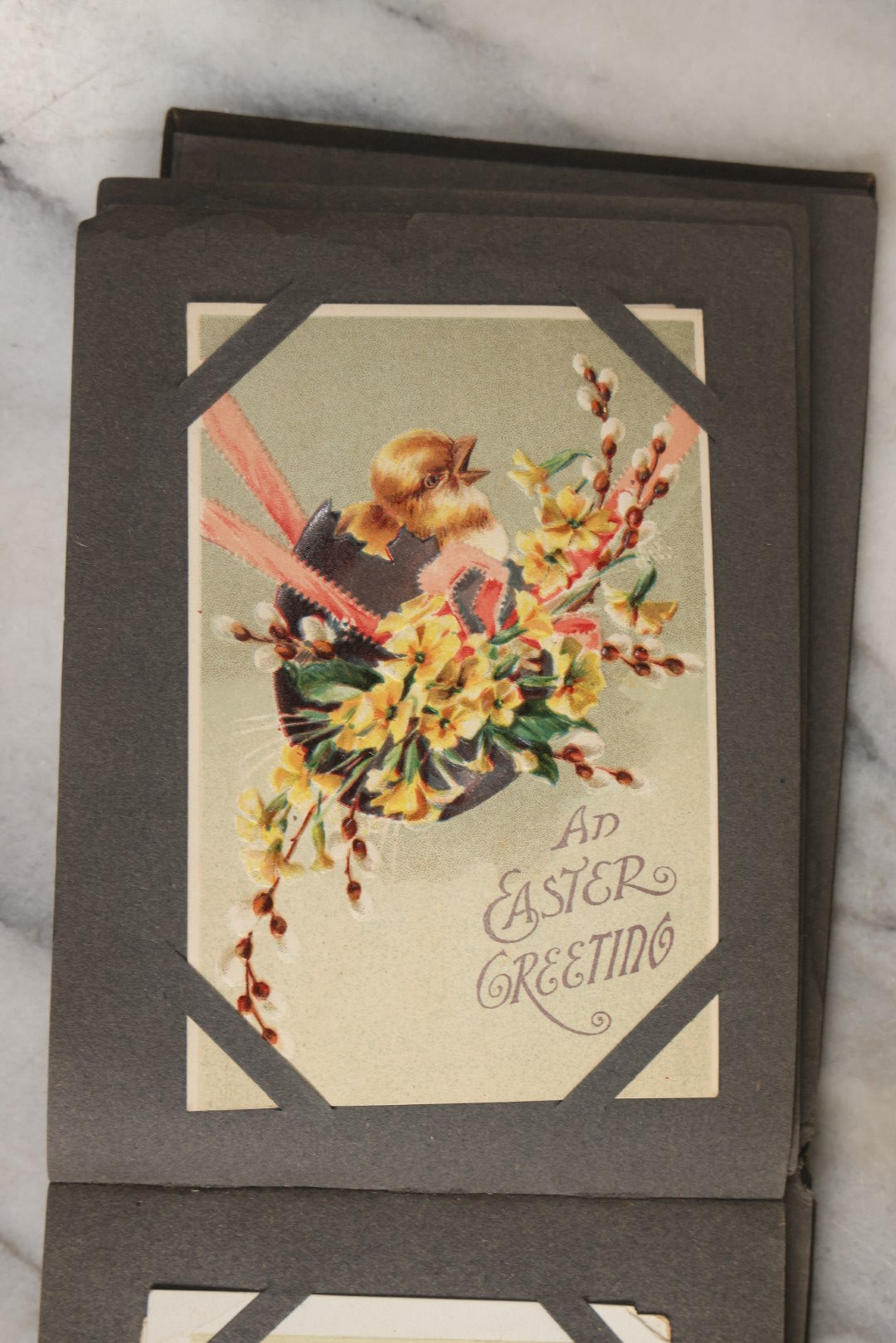 Lot 144 - Antique Postcard Album Containing 33 Postcards Including Christmas, Valentine's, & Easter Cards And Massachusetts Views Such As Charlestown Bridge, Haunted Mill In West Peabody, Deer Island Light, Narbonne House, And Malden Fire House No. 1