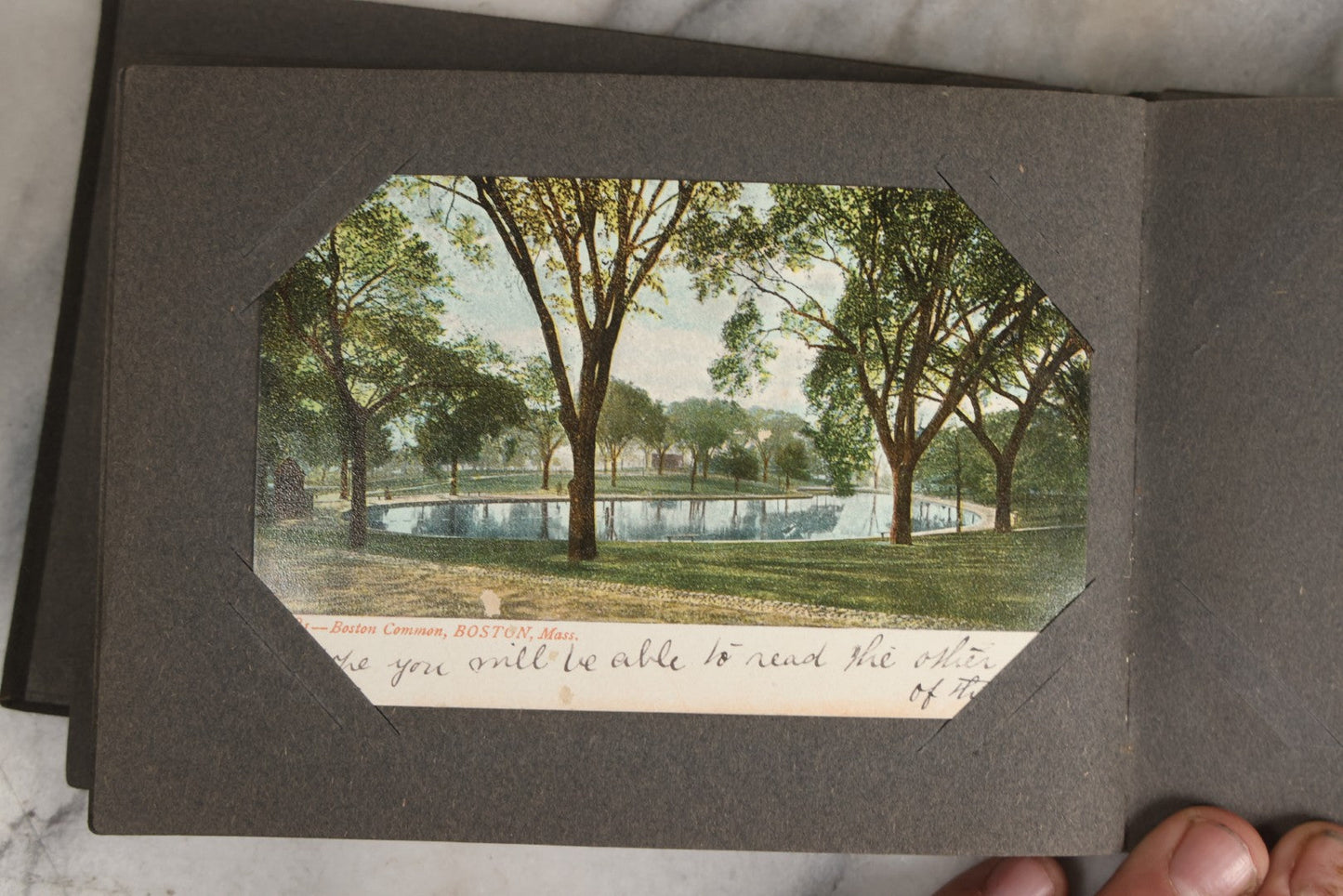 Lot 144 - Antique Postcard Album Containing 33 Postcards Including Christmas, Valentine's, & Easter Cards And Massachusetts Views Such As Charlestown Bridge, Haunted Mill In West Peabody, Deer Island Light, Narbonne House, And Malden Fire House No. 1