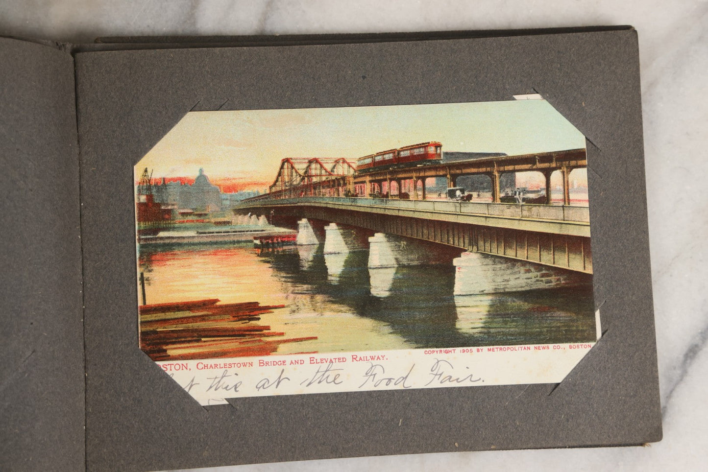 Lot 144 - Antique Postcard Album Containing 33 Postcards Including Christmas, Valentine's, & Easter Cards And Massachusetts Views Such As Charlestown Bridge, Haunted Mill In West Peabody, Deer Island Light, Narbonne House, And Malden Fire House No. 1