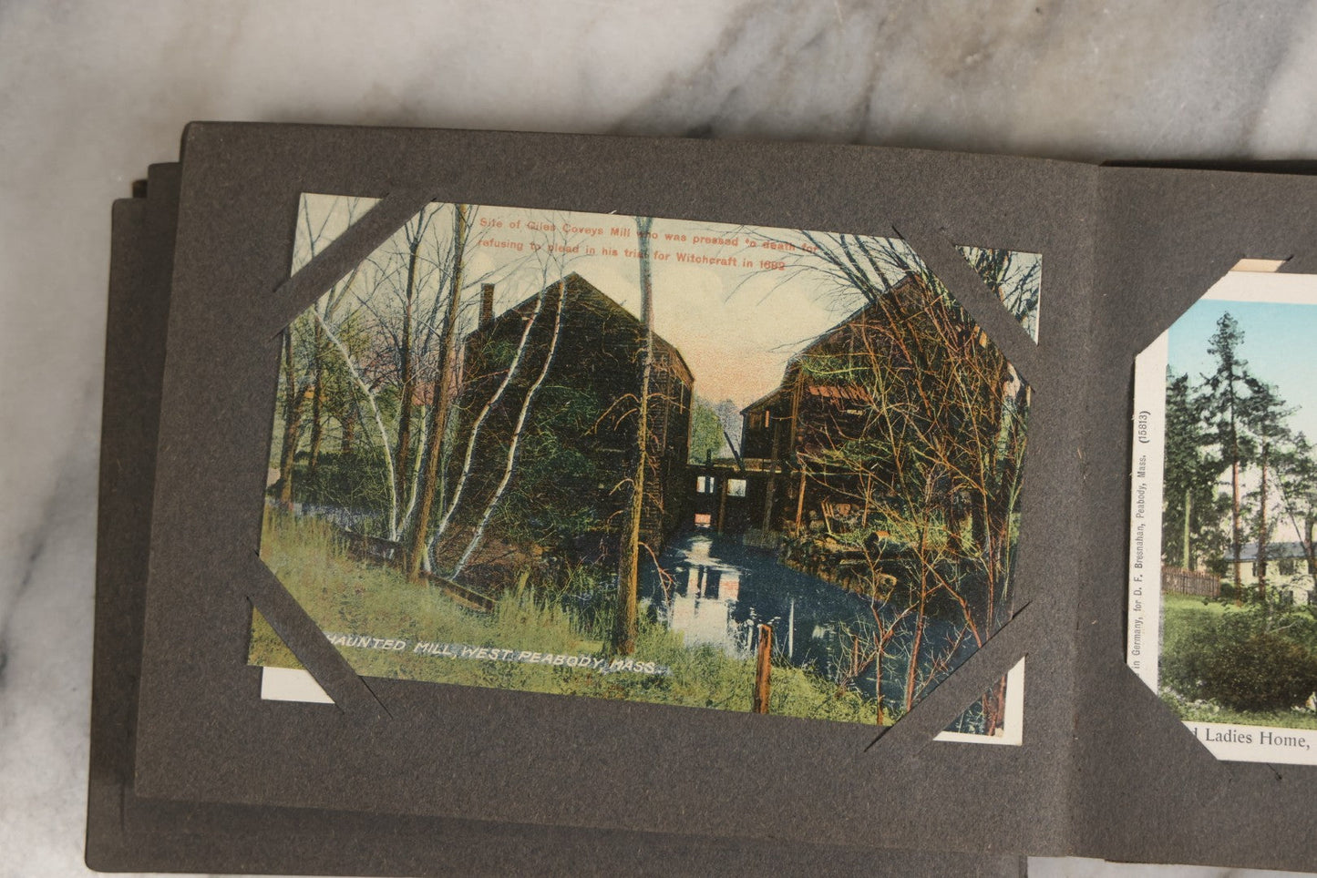 Lot 144 - Antique Postcard Album Containing 33 Postcards Including Christmas, Valentine's, & Easter Cards And Massachusetts Views Such As Charlestown Bridge, Haunted Mill In West Peabody, Deer Island Light, Narbonne House, And Malden Fire House No. 1