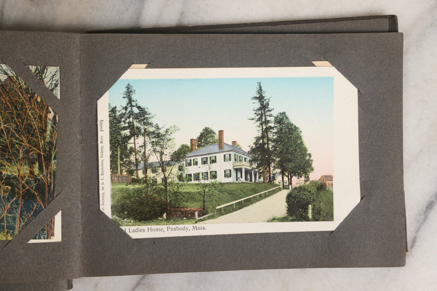 Lot 144 - Antique Postcard Album Containing 33 Postcards Including Christmas, Valentine's, & Easter Cards And Massachusetts Views Such As Charlestown Bridge, Haunted Mill In West Peabody, Deer Island Light, Narbonne House, And Malden Fire House No. 1