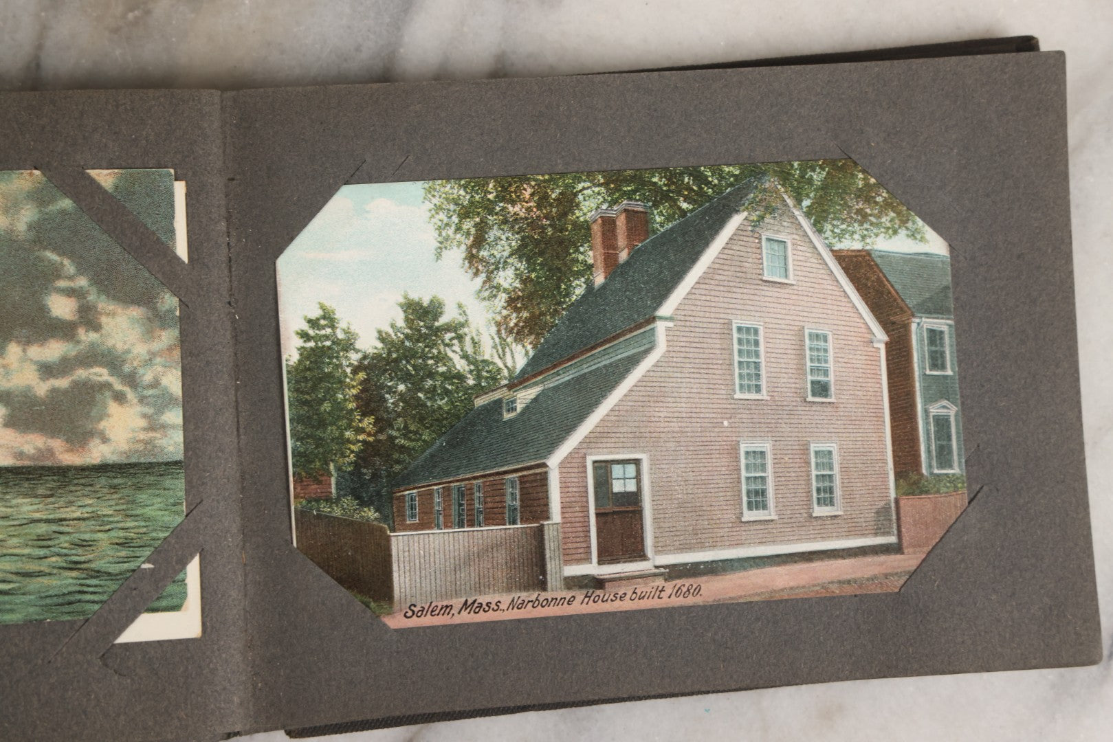 Lot 144 - Antique Postcard Album Containing 33 Postcards Including Christmas, Valentine's, & Easter Cards And Massachusetts Views Such As Charlestown Bridge, Haunted Mill In West Peabody, Deer Island Light, Narbonne House, And Malden Fire House No. 1