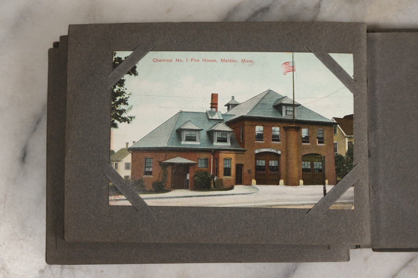 Lot 144 - Antique Postcard Album Containing 33 Postcards Including Christmas, Valentine's, & Easter Cards And Massachusetts Views Such As Charlestown Bridge, Haunted Mill In West Peabody, Deer Island Light, Narbonne House, And Malden Fire House No. 1