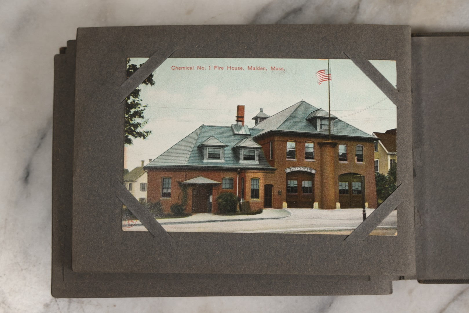 Lot 144 - Antique Postcard Album Containing 33 Postcards Including Christmas, Valentine's, & Easter Cards And Massachusetts Views Such As Charlestown Bridge, Haunted Mill In West Peabody, Deer Island Light, Narbonne House, And Malden Fire House No. 1