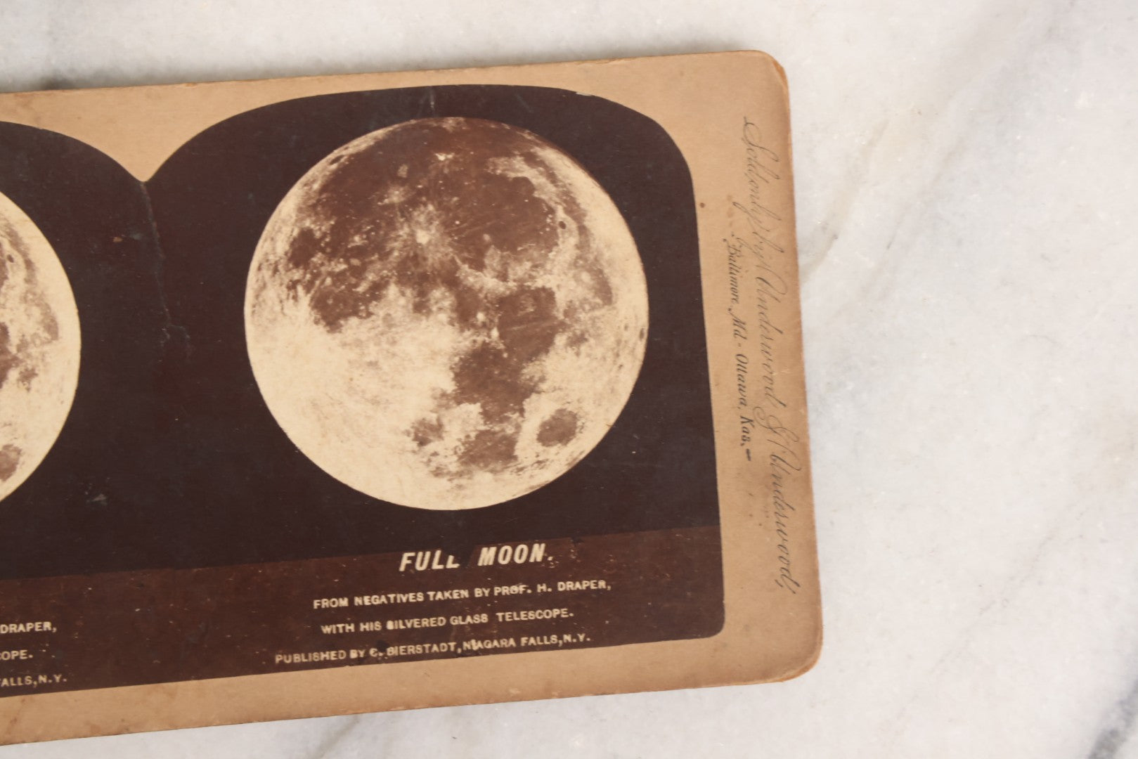 Lot 145 - Antique Photographic Stereoview Of The Full Moon From Negatives Taken By Prof. H. Draper With His Silvered Glass Telescope, Published By C. Bierstadt, Niagara Falls, New York, And Sold By Underwood And Underwood
