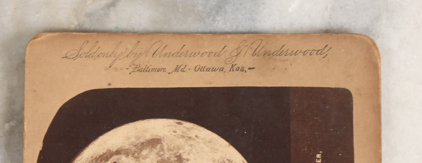Lot 145 - Antique Photographic Stereoview Of The Full Moon From Negatives Taken By Prof. H. Draper With His Silvered Glass Telescope, Published By C. Bierstadt, Niagara Falls, New York, And Sold By Underwood And Underwood