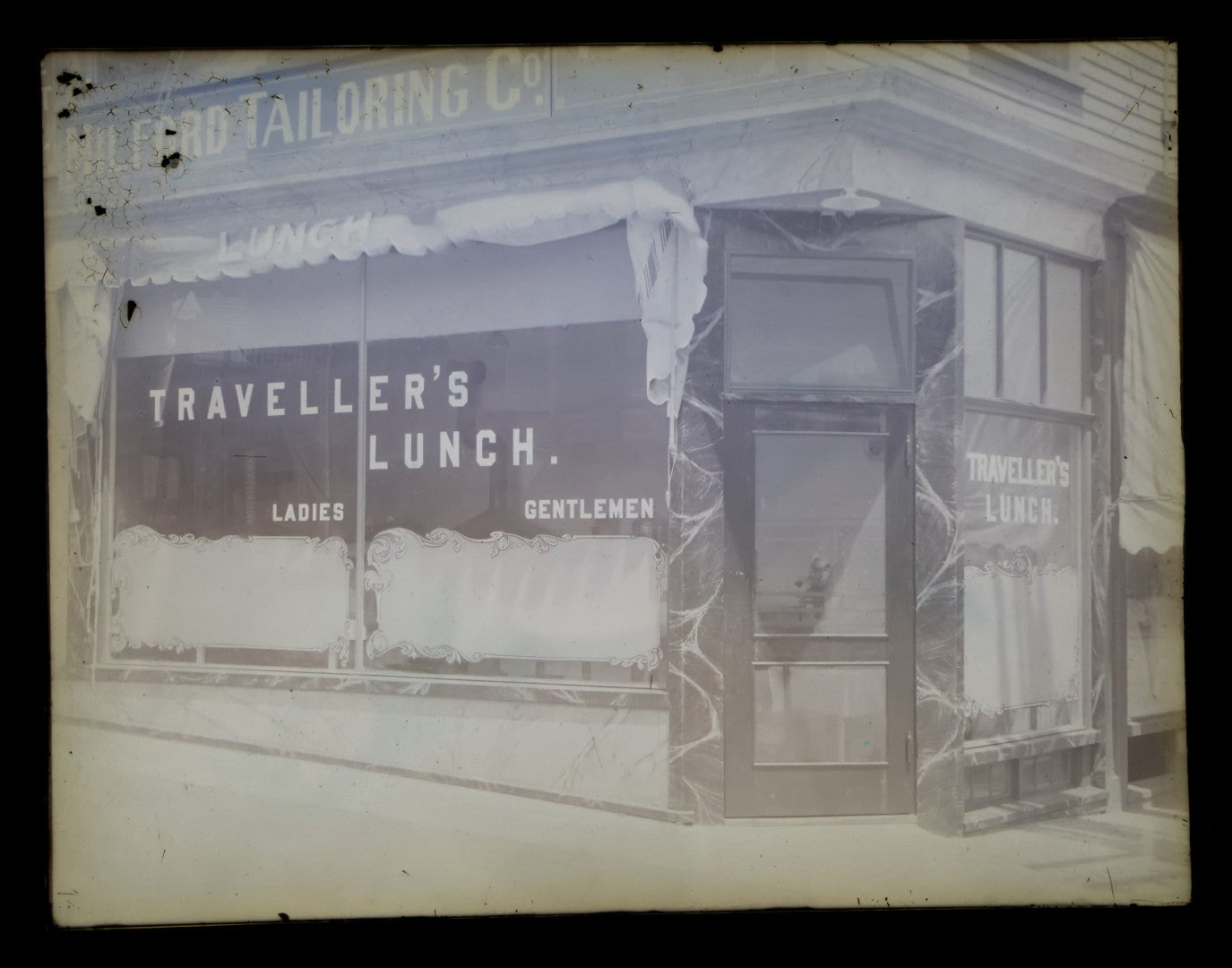 Lot 150 - Grouping Of Four Vintage Glass Plate Photographic Negatives Including Boat Scene, Luncheonette, And Two Views Of Children In Horse-Drawn Carriage