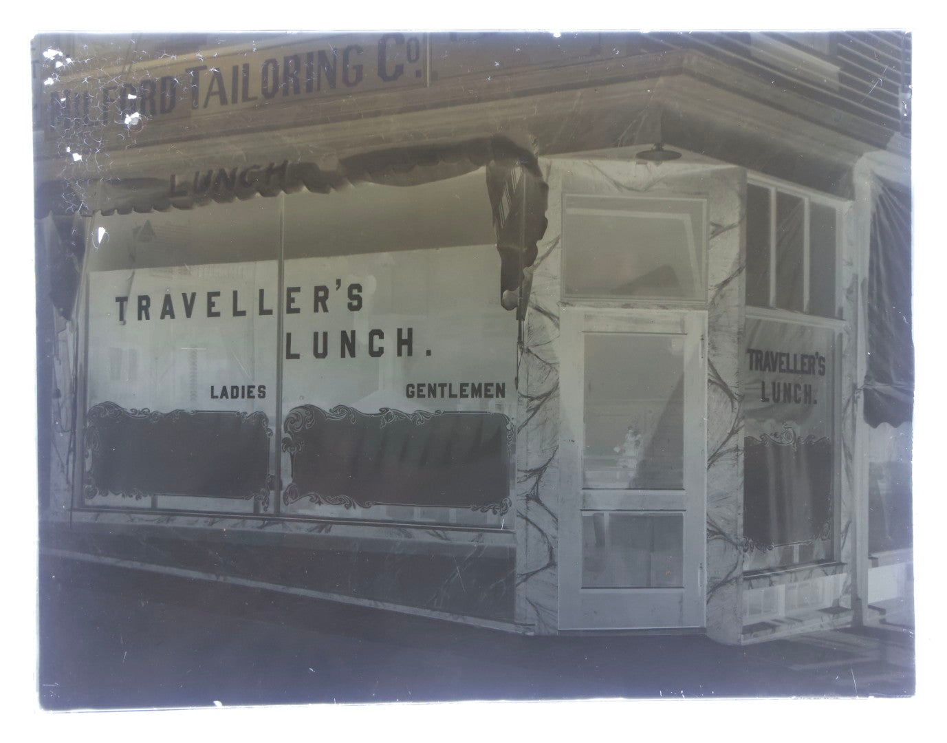 Lot 150 - Grouping Of Four Vintage Glass Plate Photographic Negatives Including Boat Scene, Luncheonette, And Two Views Of Children In Horse-Drawn Carriage