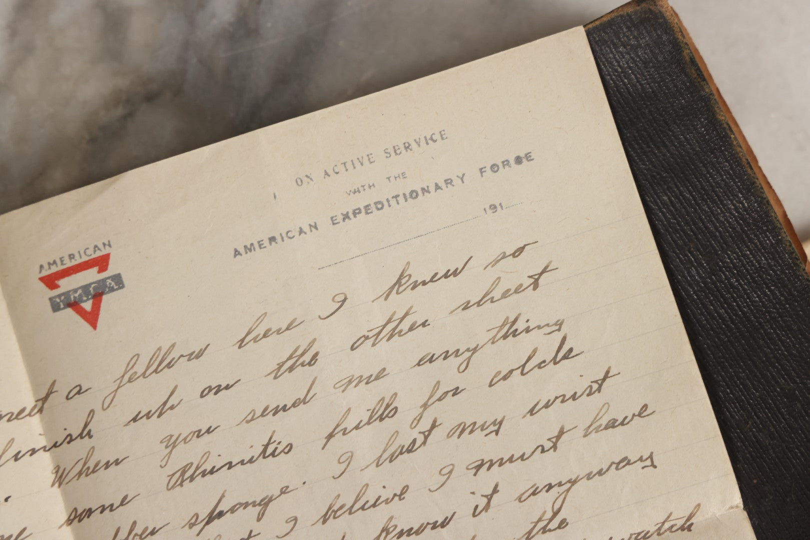 Lot 152 - Antique Cache Of World War One Letters From Private Karl A. Bright In France To His Mother In Franklin, Massachusetts, With 1839 Mini Bible And Ephemera In “Symphony Lawn” Box