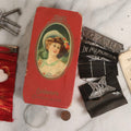 Lot 154 - Antique Box Lot In Red Schrafft's Chocolate Box With 1908 Cameo Lid Containing G.A.R. Post 60 Ribbons, Keys Of Henry G. Trask Of Yarmouth, N.S., And Grand Army Of The Republic Veteran Button