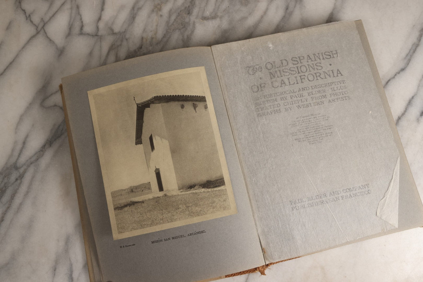 Lot 159 - "The Old Spanish Missions Of California" Antique Illustrated Exlib Architectural And Historical Book By Paul Elder, Tipped In Illustrations, Published By Paul Elder And Company, San Francisco, California, 1913