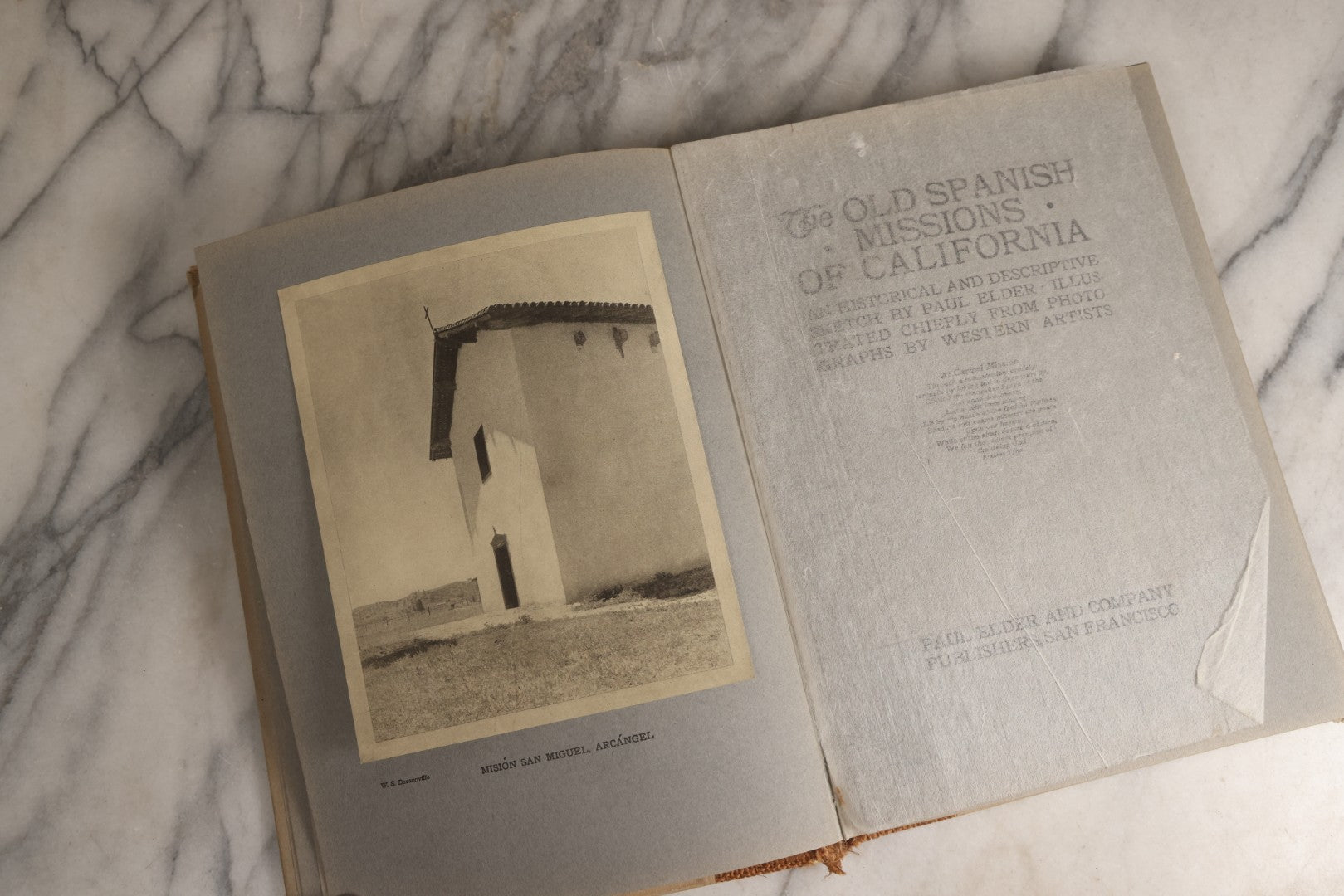 Lot 159 - "The Old Spanish Missions Of California" Antique Illustrated Exlib Architectural And Historical Book By Paul Elder, Tipped In Illustrations, Published By Paul Elder And Company, San Francisco, California, 1913