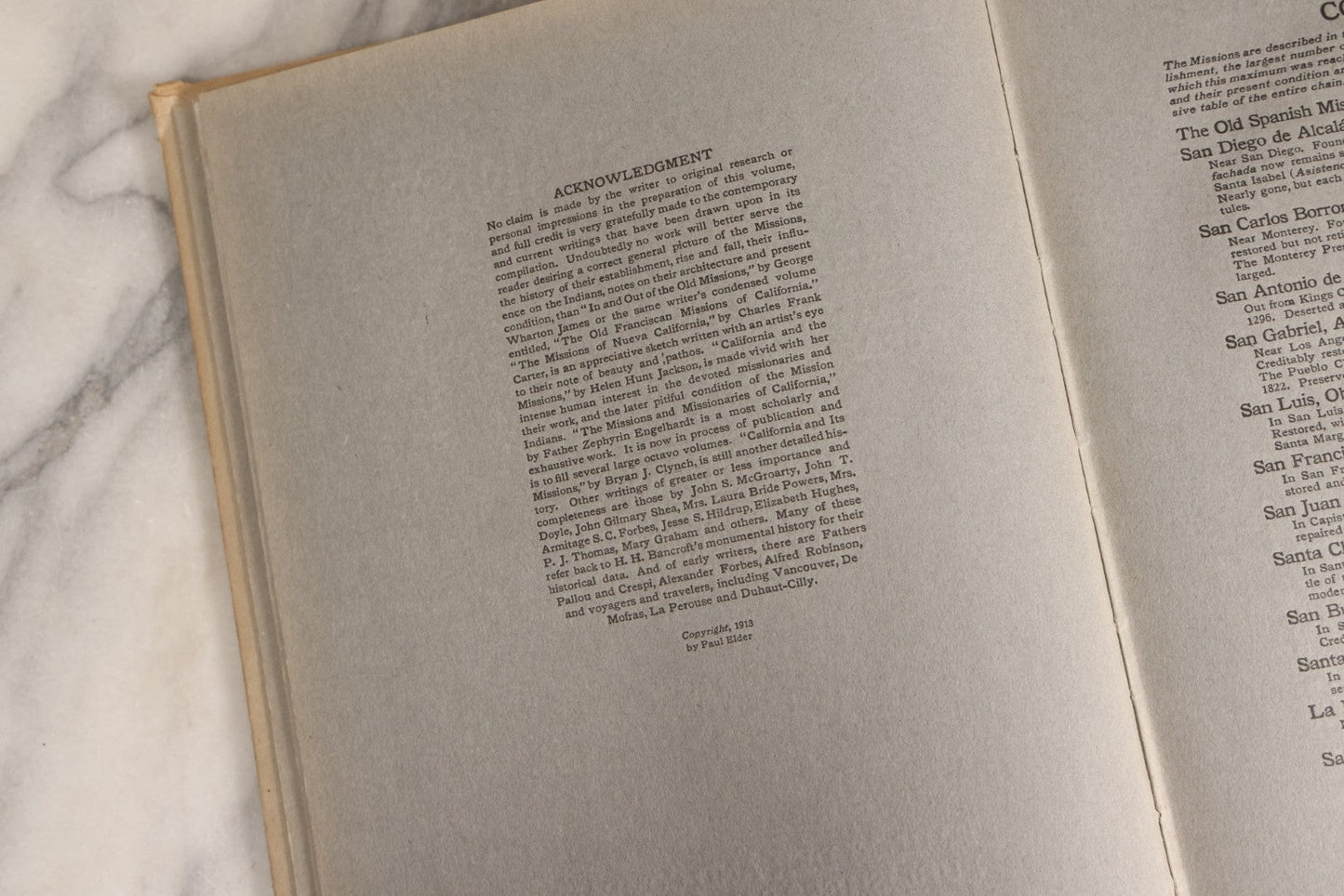Lot 159 - "The Old Spanish Missions Of California" Antique Illustrated Exlib Architectural And Historical Book By Paul Elder, Tipped In Illustrations, Published By Paul Elder And Company, San Francisco, California, 1913