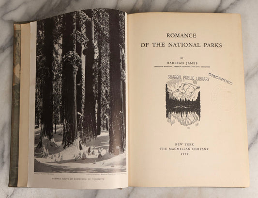 Lot 161 - "Romance Of The National Parks" Vintage Illustrated Exlib American History Book By Harlean James, Published By The Macmillan Company, New York, 1939