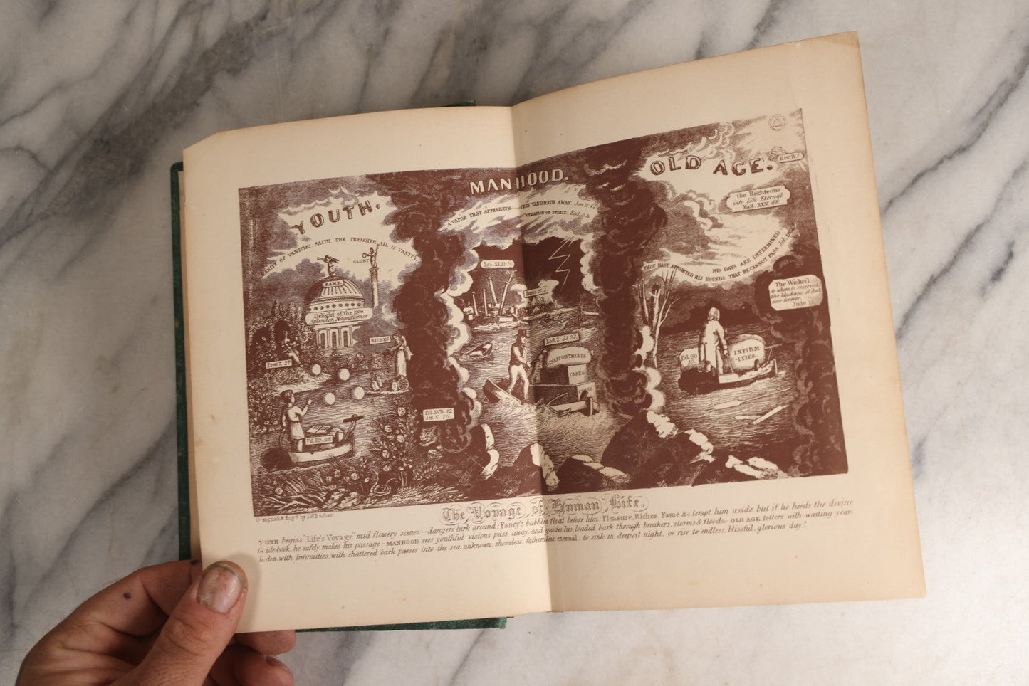 Lot 163 - "The Bible Looking Glass: Religious Emblems" Antique Illustrated Religious Emblem Book, Published By Bradley, Garretson & Co., Philadelphia, Circa 1875