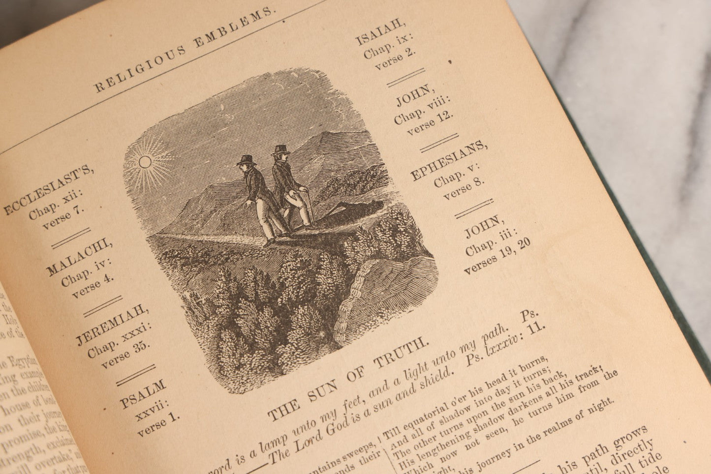 Lot 163 - "The Bible Looking Glass: Religious Emblems" Antique Illustrated Religious Emblem Book, Published By Bradley, Garretson & Co., Philadelphia, Circa 1875