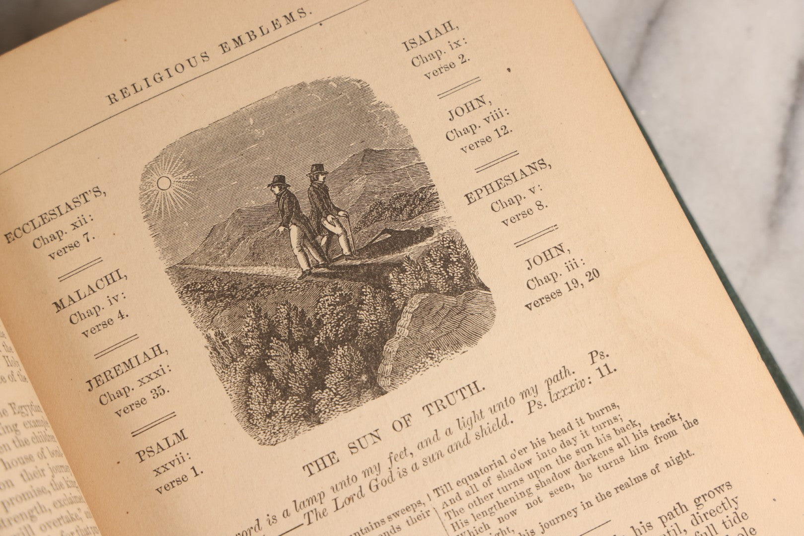 Lot 163 - "The Bible Looking Glass: Religious Emblems" Antique Illustrated Religious Emblem Book, Published By Bradley, Garretson & Co., Philadelphia, Circa 1875