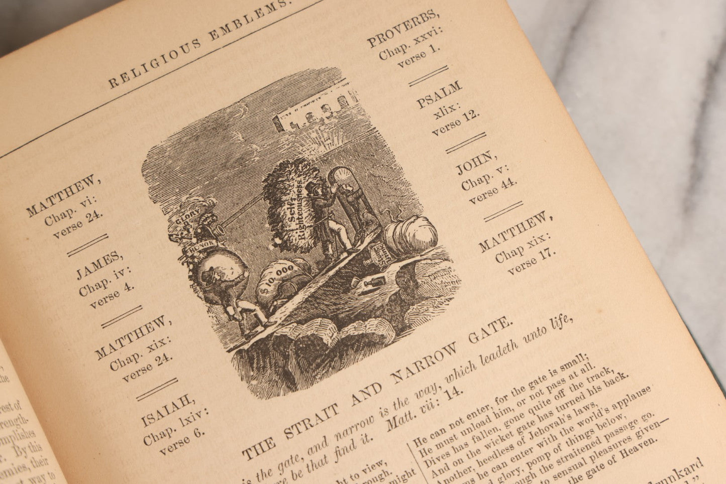 Lot 163 - "The Bible Looking Glass: Religious Emblems" Antique Illustrated Religious Emblem Book, Published By Bradley, Garretson & Co., Philadelphia, Circa 1875