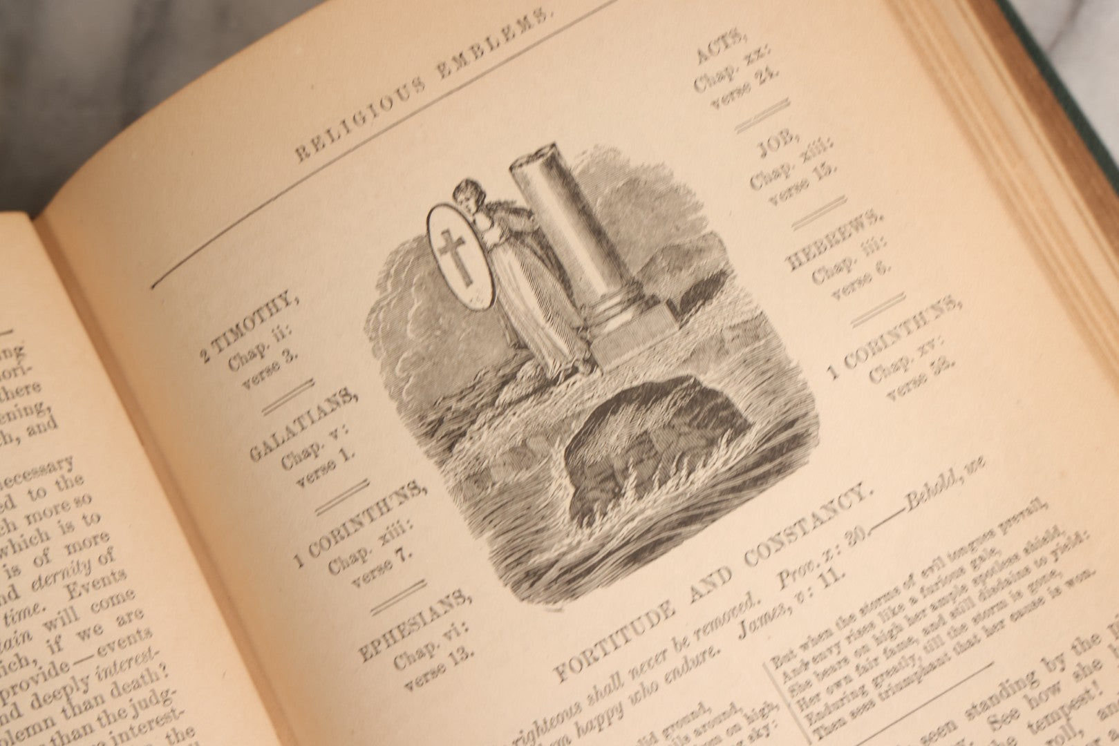 Lot 163 - "The Bible Looking Glass: Religious Emblems" Antique Illustrated Religious Emblem Book, Published By Bradley, Garretson & Co., Philadelphia, Circa 1875