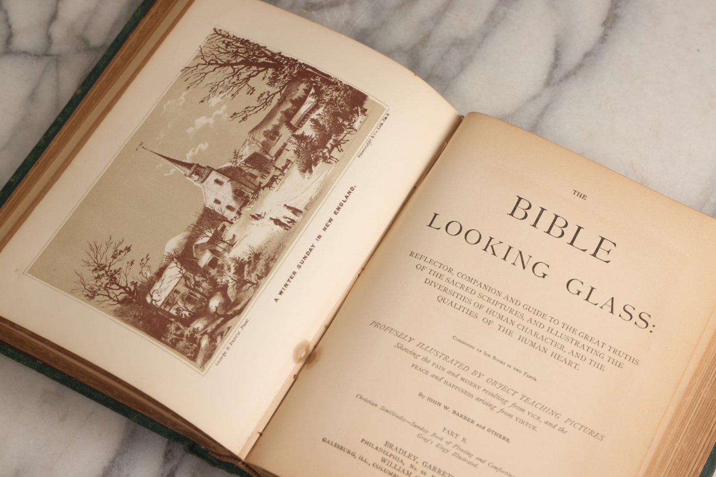 Lot 163 - "The Bible Looking Glass: Religious Emblems" Antique Illustrated Religious Emblem Book, Published By Bradley, Garretson & Co., Philadelphia, Circa 1875