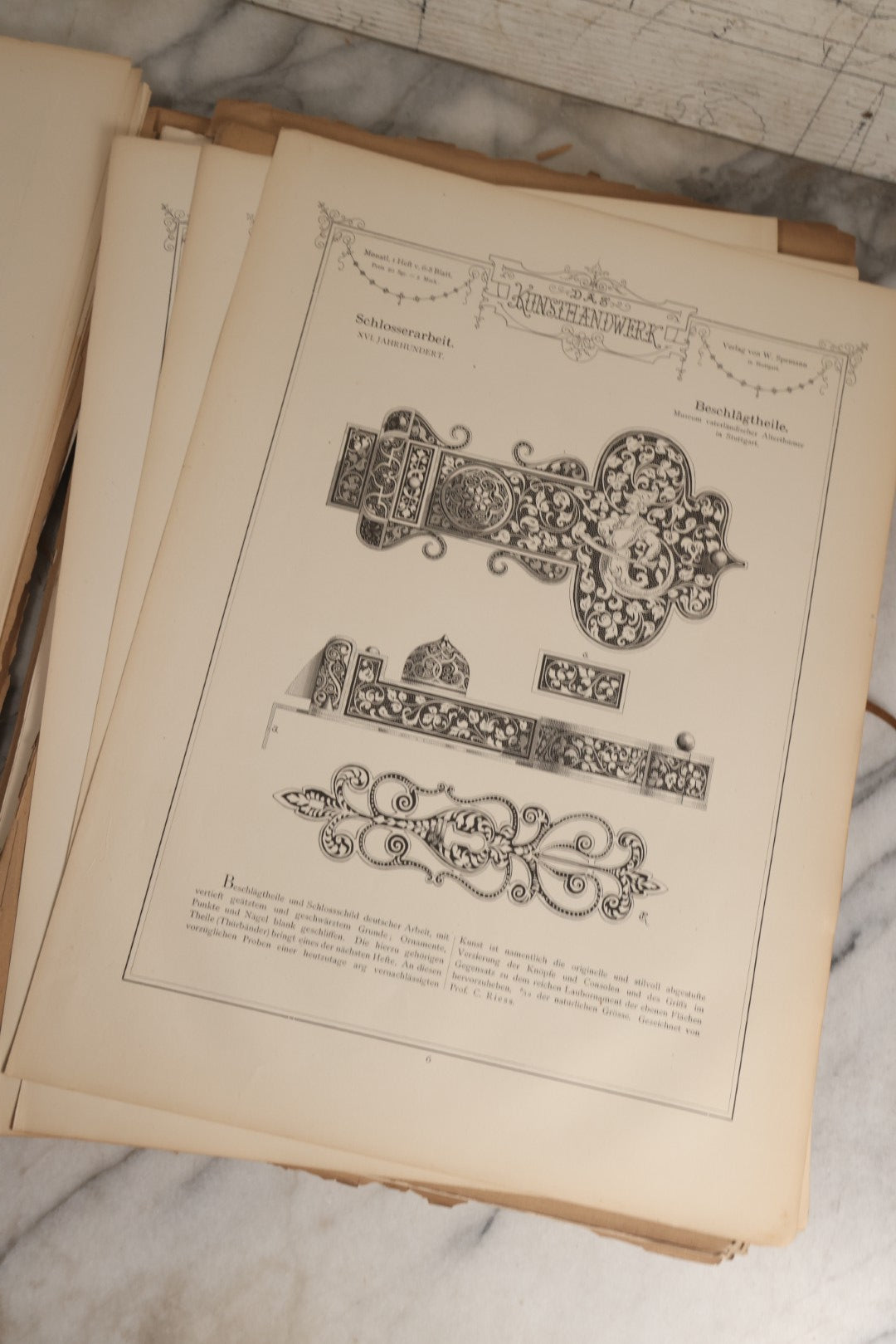 Lot 169 - Antique German Decorative Arts Portfolio "Das Kunsthandwerk" Collection Of Engraved And Chromolithographed Plates Published By W. Spemann, Stuttgart, 1874