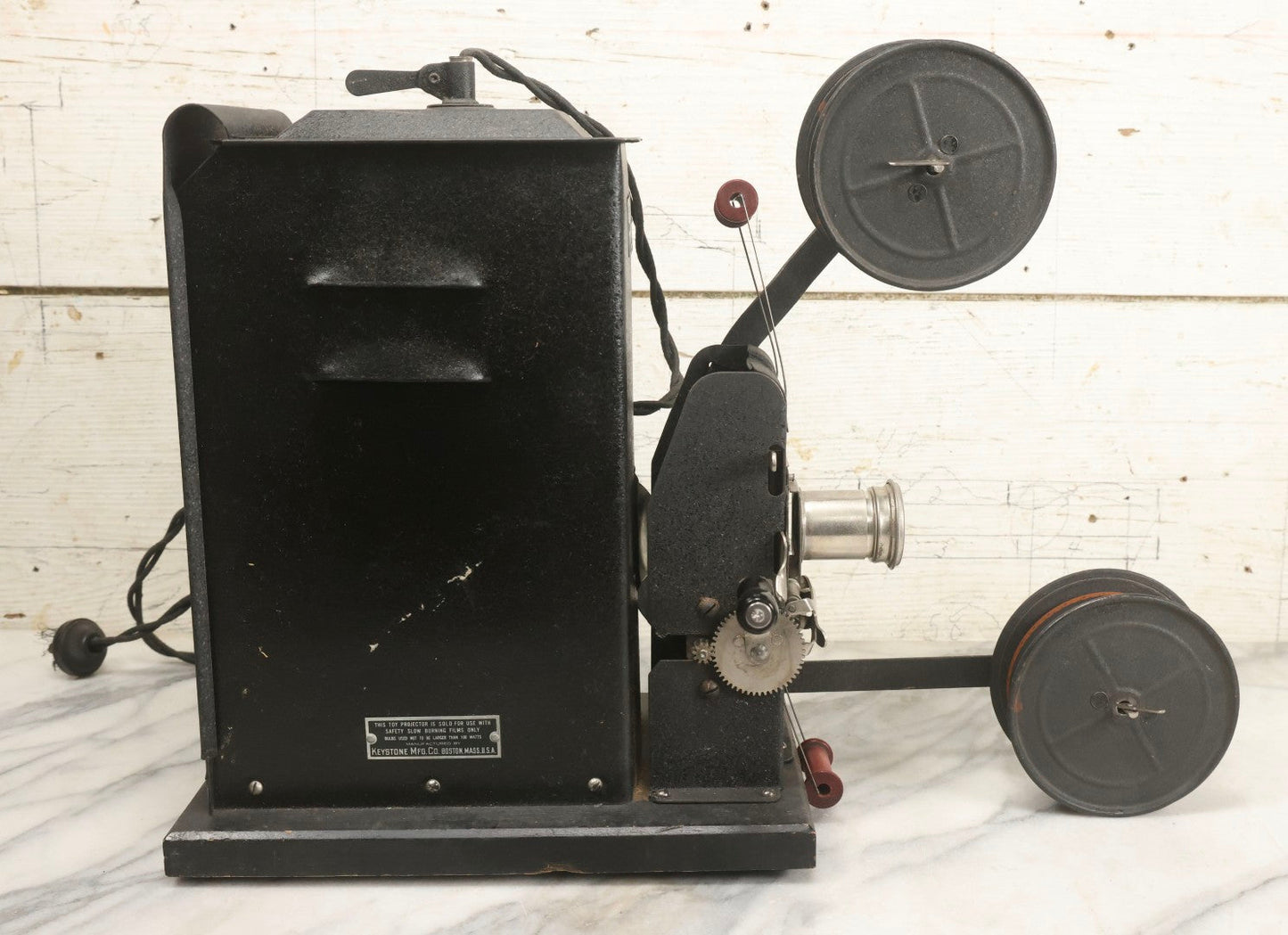 Lot 001 - Antique Keystone Moviegraph Hand-Crank 35Mm Motion Picture Film Toy Projector, Model 198-W, Patented 1920, With Period Comedy Film And Portion Of Original Box