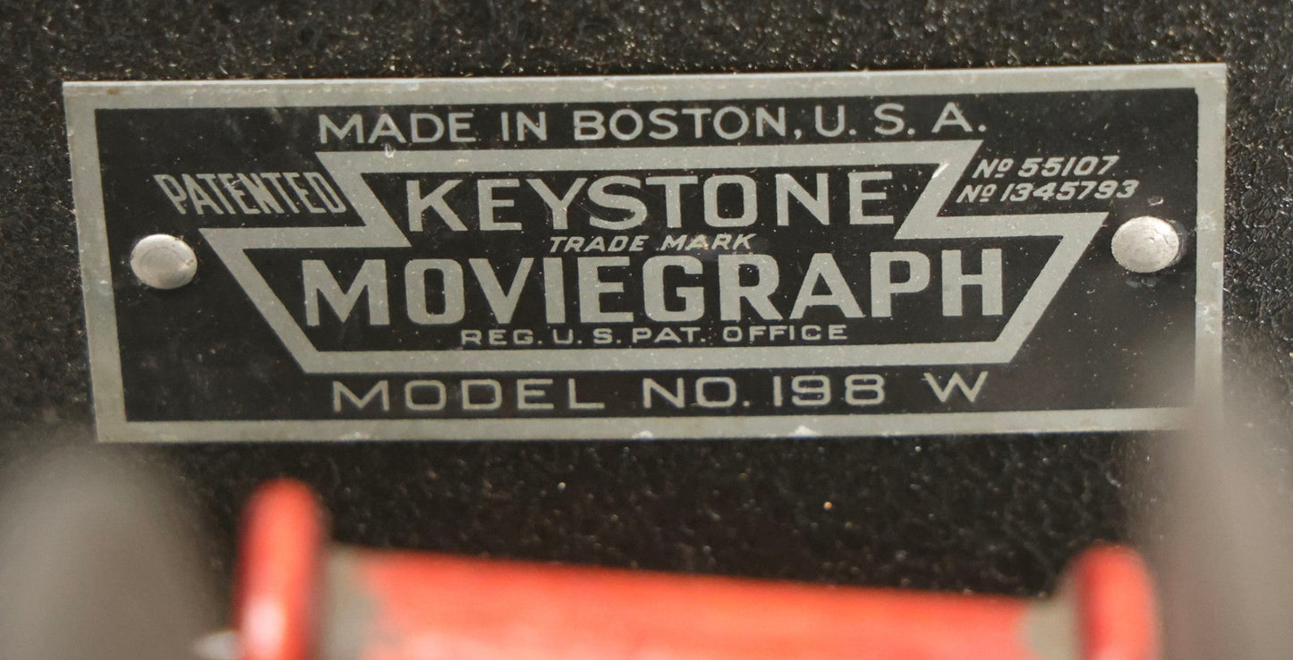 Lot 001 - Antique Keystone Moviegraph Hand-Crank 35Mm Motion Picture Film Toy Projector, Model 198-W, Patented 1920, With Period Comedy Film And Portion Of Original Box