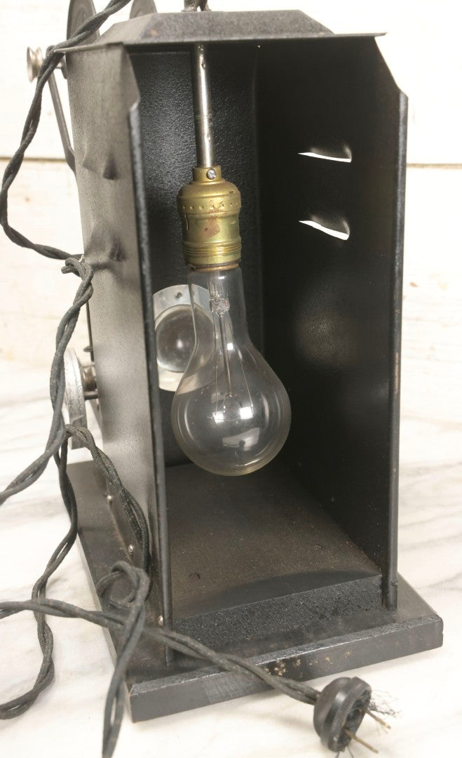 Lot 001 - Antique Keystone Moviegraph Hand-Crank 35Mm Motion Picture Film Toy Projector, Model 198-W, Patented 1920, With Period Comedy Film And Portion Of Original Box