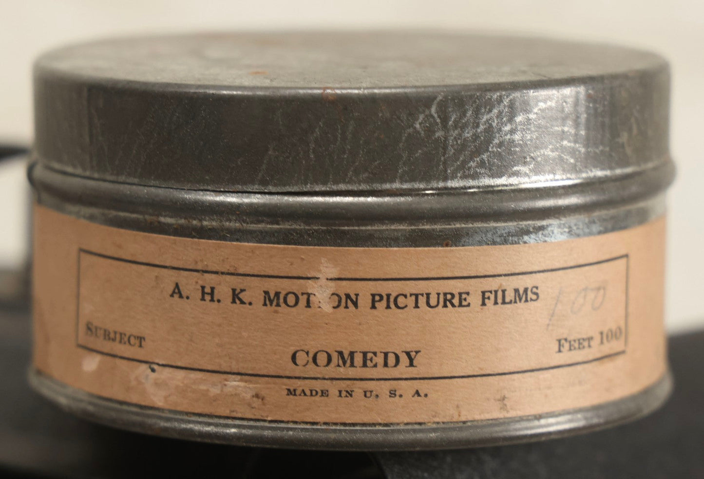 Lot 001 - Antique Keystone Moviegraph Hand-Crank 35Mm Motion Picture Film Toy Projector, Model 198-W, Patented 1920, With Period Comedy Film And Portion Of Original Box