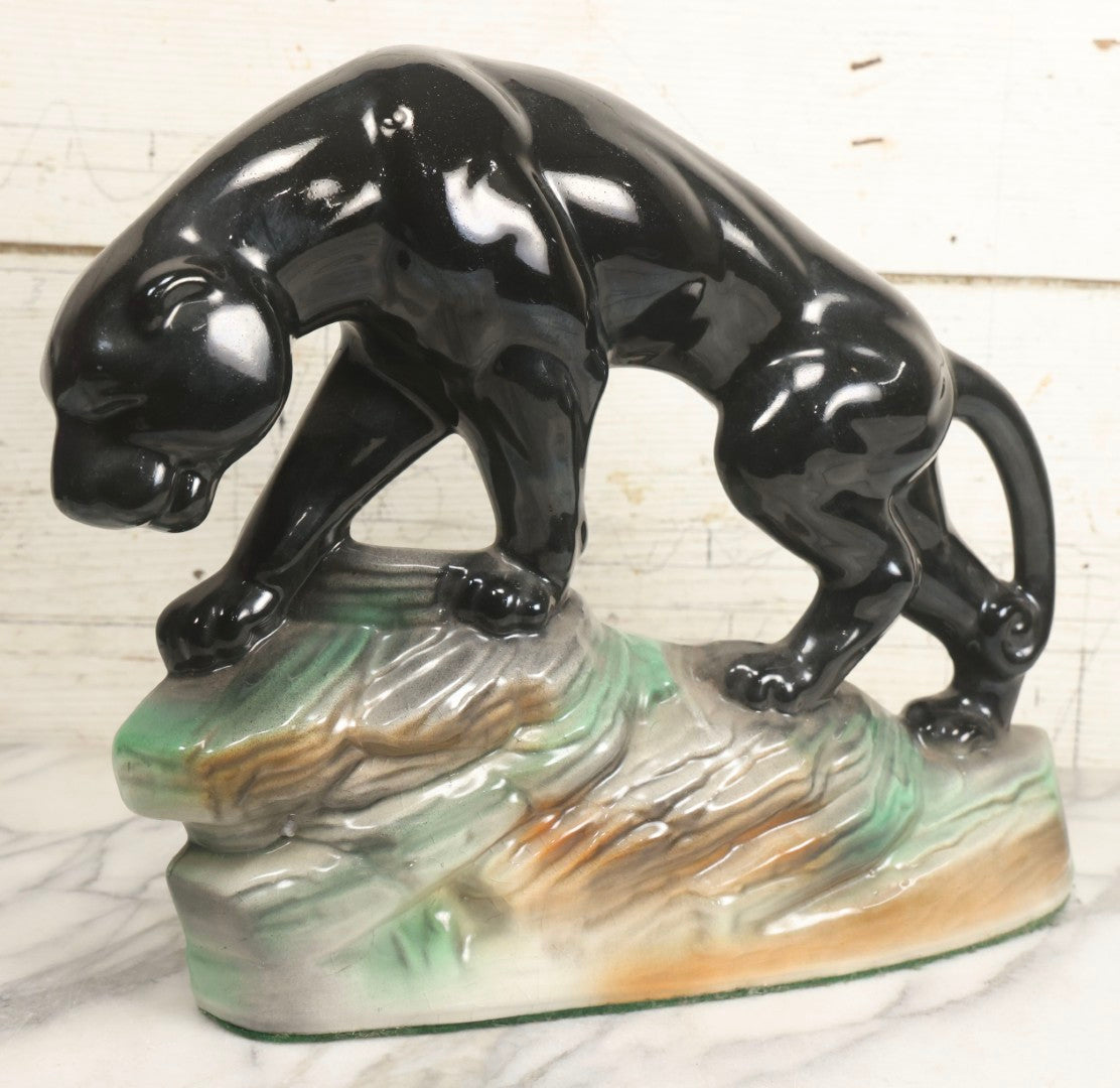 Lot 002 - Vintage Mid Century Ceramic Panther Television T.V. Lamp, Large Size