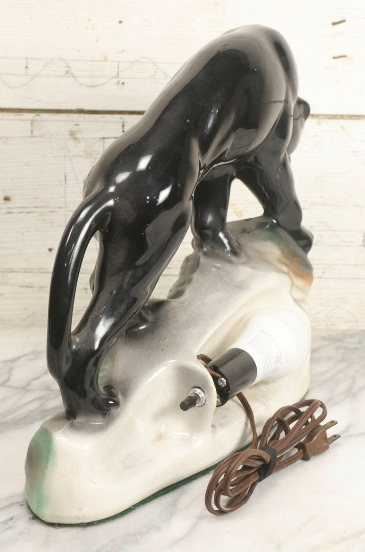 Lot 002 - Vintage Mid Century Ceramic Panther Television T.V. Lamp, Large Size