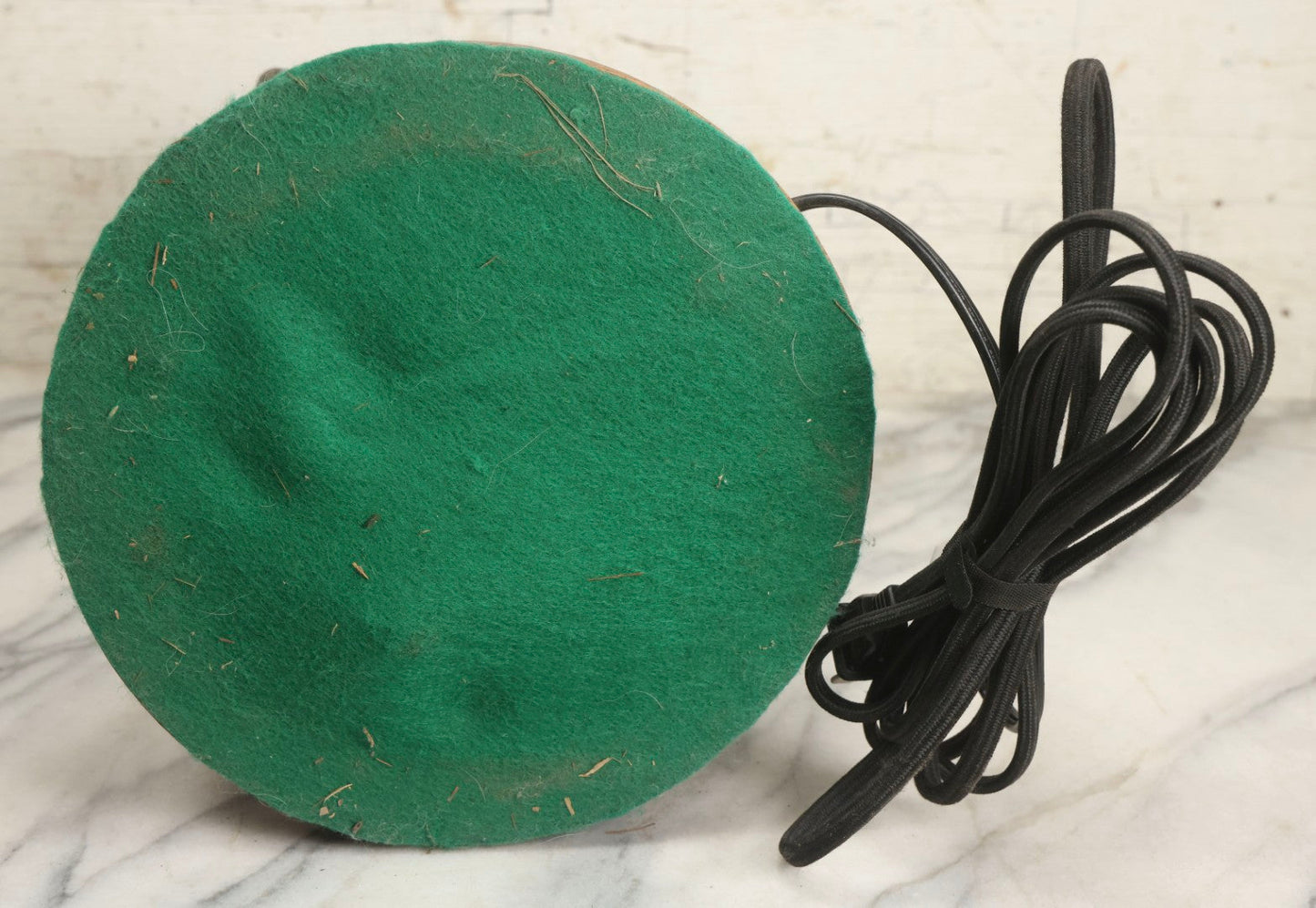 Lot 004 - Antique Kerosene To Electric Table Lamp Conversion With Ram Head Ornaments And Wooden Base, Made In U.S.A.., 18-1/4" H