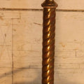 Lot 005 - Antique Gas Lamp To Electric Conversion With Brass Spiral Column And Ornate Cast Iron Base, 15-1/4" H