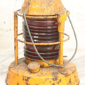 Lot 009 - Vintage Dietz Night Watch Lantern With Yellow Paint And Red Lens, 8-1/4" H