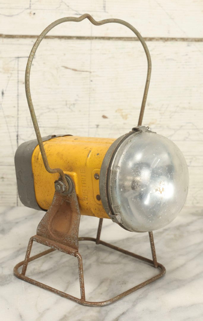 Lot 010 - Vintage Justrite No. 2198 Battery Powered Flashlight With Yellow Metal Body, Justrite Manufacturing Co., Chicago, Illinois, 11" H