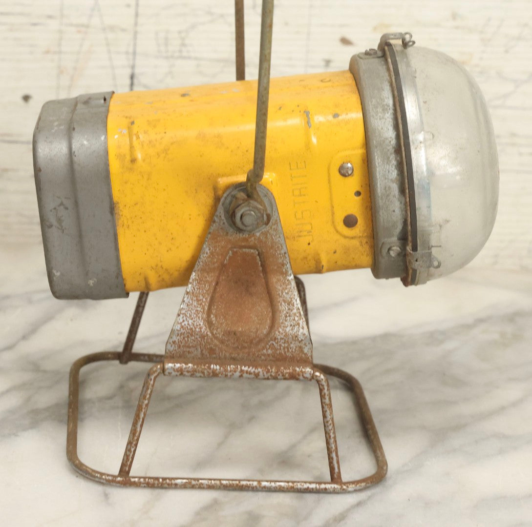 Lot 010 - Vintage Justrite No. 2198 Battery Powered Flashlight With Yellow Metal Body, Justrite Manufacturing Co., Chicago, Illinois, 11" H
